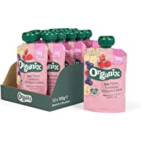 Los mejores  - Hero - Organix Solo- Bolsita de Platano- Frambuesa- Arándanos y Avena- Sin Aditivos- Natural - Pack de 12